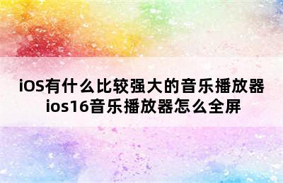 iOS有什么比较强大的音乐播放器 ios16音乐播放器怎么全屏